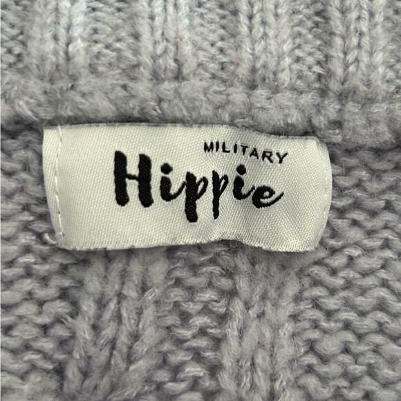 Military Hippie Women’s Lavender Cable Knit Cropped Sweater Estimated Size Large - Picture 4 of 9